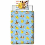 Comprar Juego de cama reversible - pokemon - pikachu y eevee - microfibra - 1 funda nórdica 140 x 200 cm + 1 funda de almohada 63 x 63 cm
