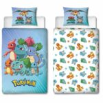 Comprar Juego de cama reversible - pokemon - pikachu y starter - azul - microfibra - 1 funda nórdica 140 x 200 cm + 1 funda de almohada 63 x 63 cm