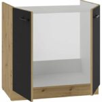 Comprar Mueble bajo fregadero - modena - 80 cm - 2 puertas batientes - roble artesanal y negro mate - cuisinier