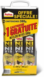 Comprar Pattex ni tornillo ni ni chrono - lote de 2 cartuchos 310ml 380g + 1 gratis